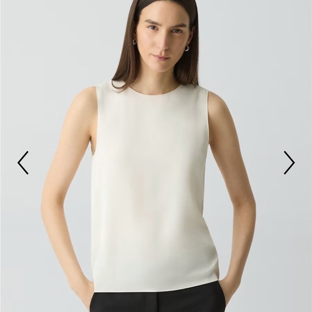 Theory Ivory Shell Top in Silk Georgette